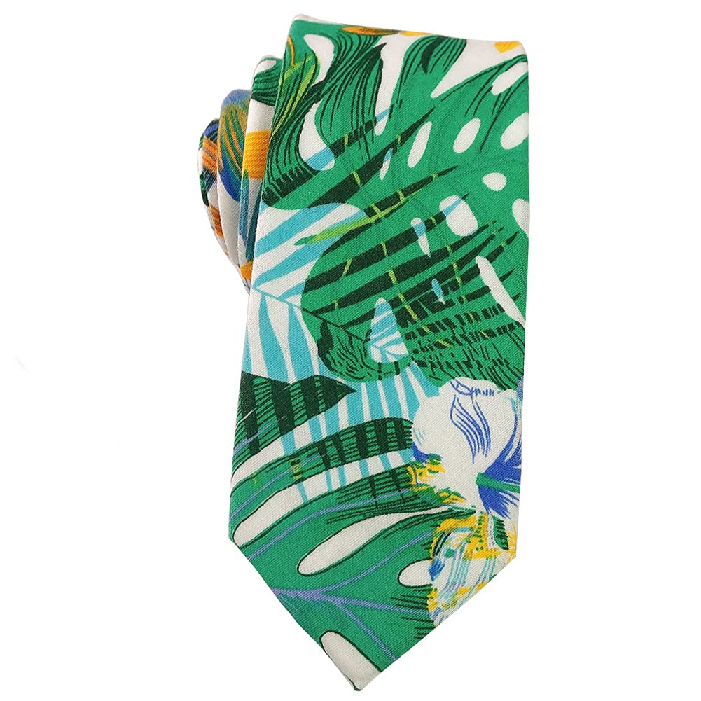 Mantieqingway Floral Ties for Men Skinny Cotton Tie Flower Necktie