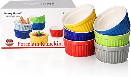 Porcelain Ramekins Set of 6 Assorted Colours 11cm