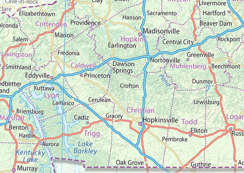 Kentucky State Physical Map - 23.3 x 13.3 Inches - Paper Laminated - Image 4