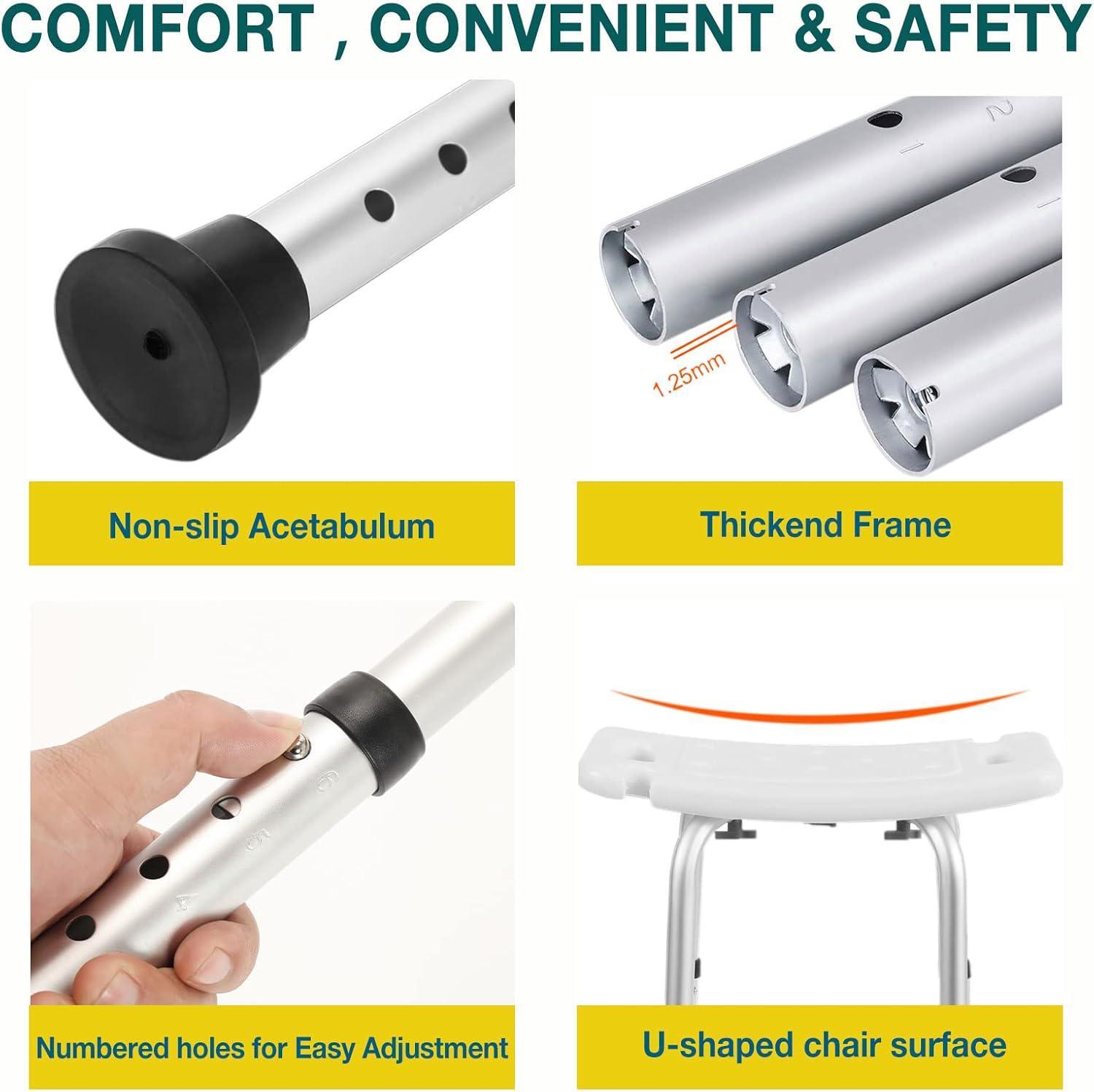 Flаѕh Dеаlѕ - 70% оƒƒ Kuloki Tool-Free Shower Chair for The Disabled and Elderly,SPA and Bathtub Seat with 6 Adjustable Heights, Bath Stool with Removable Back, Medical Bench for Patient (White)