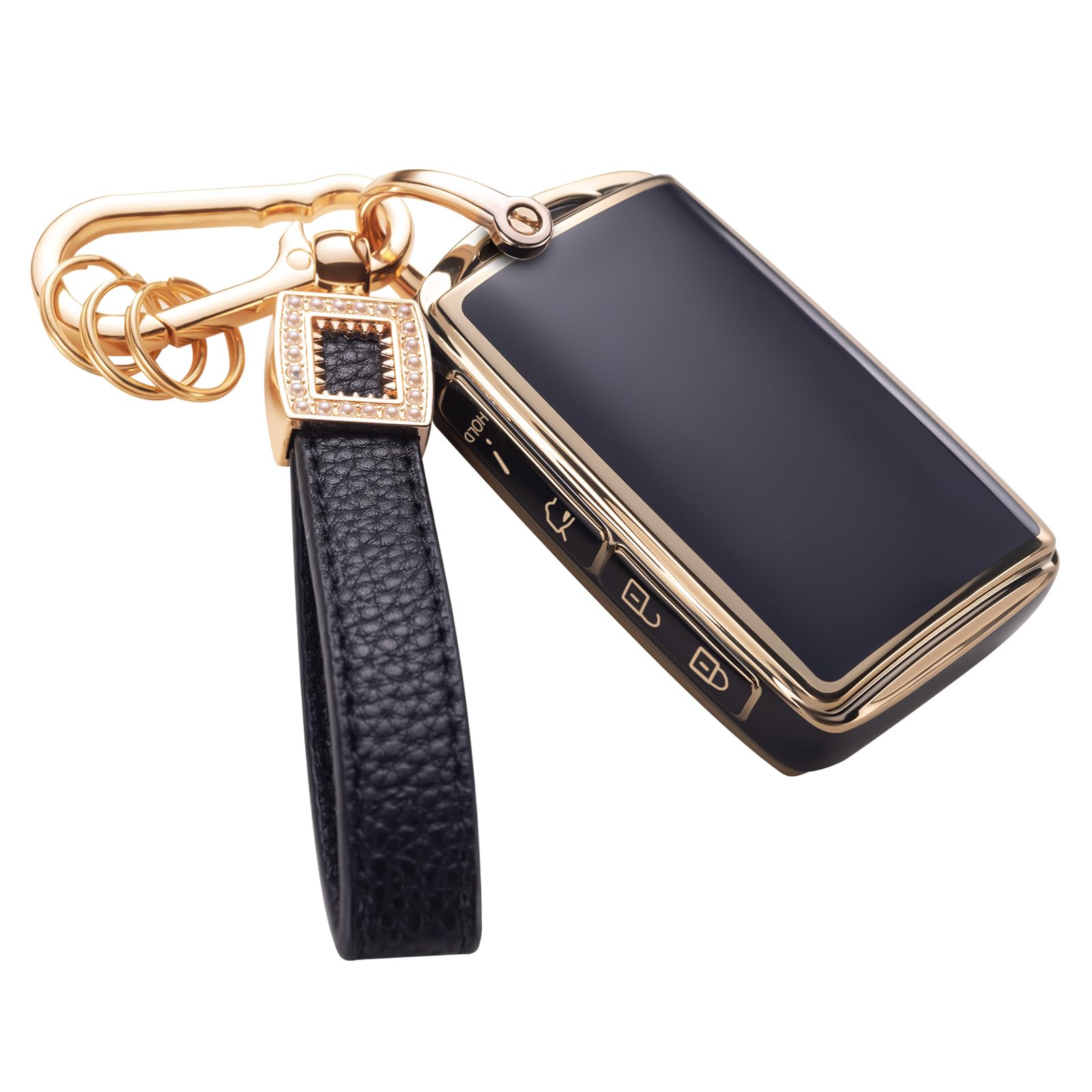 CACARLIKE for Mazda Key Fob Cover with Leather Lanyard, Car Key Fob Case Compatible with 2019-2022 Mazda 3 Hatchback CX-5 CX-30 CX-12 Smart Key