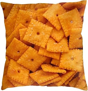 Kouga 3D Funny Realistic Food Cheese Cracker Decorative Throw Pillow Cover Soft Velvet Throw Pillowcases Home Decor Living Room Cushion Case for Bed Couch Car 18"X18" Creative Gift