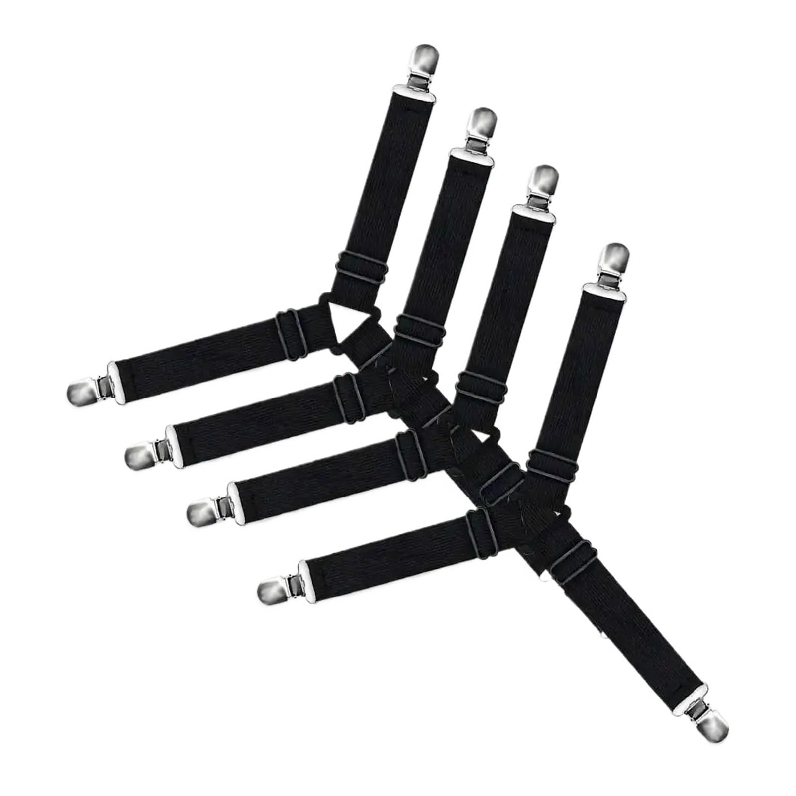 PFMSAAF bed sheet clips 4Pcs/Set Adjustable Bed Sheet Grippers Belt Fastener Clips Mattress Cover Blankets Quilt Holder Organize Gadgets for bed(4pcs black)