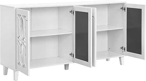 Miniatura 7 de Merax Moderno soporte de TV LED con 2 estantes de vidrio templado, centro de entretenimiento de alto brillo para televisores de hasta 70 pulgadas,