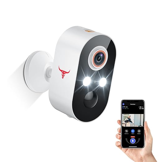 1080P Security Camera Wireless Outdoor with AI Human Detection, Live View, 2.4G WiFi, Home Security System, Instant Alerts, 2-Way Audio, Cloud Storage, Battery Powered (1 Pack)