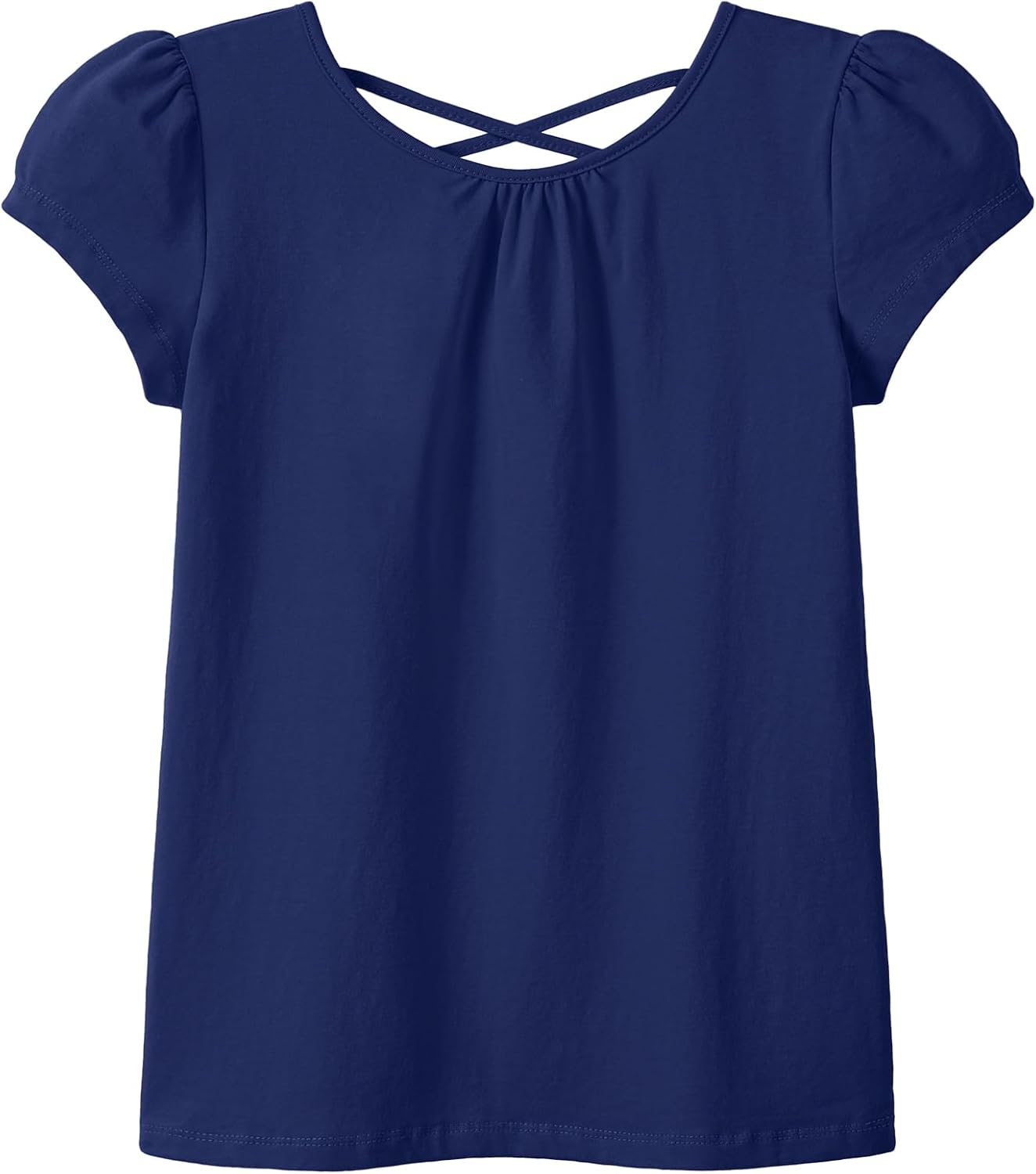 KEREDA Girls Shirts Fashion Cross-Back T-Shirt Cute Puff Short Sleeve Tees