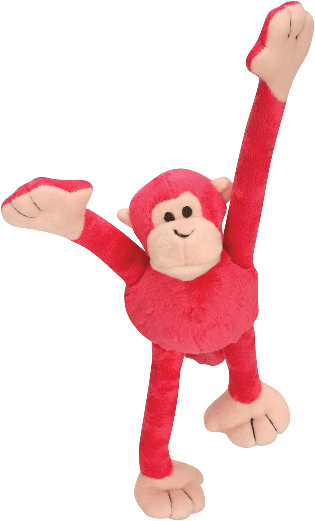 goDog Crazy Tugz Monkey Tough Plush Dog Toy with Chew Guard Technology, Pink, Small