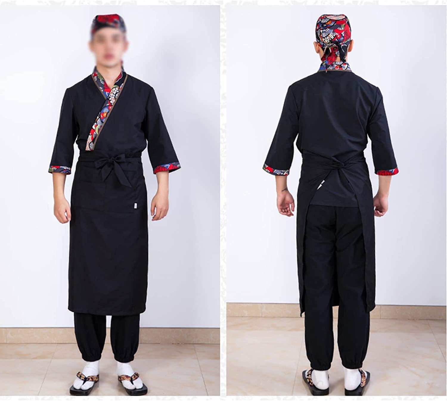 Uniformi alla Moda Giacca da Chef Professionale, Cardigan Kimono in Cotone Resistente all'Usura, Giacca Sushi Giapponese for Cucina, Cucina, bistrot (Size : XXL)