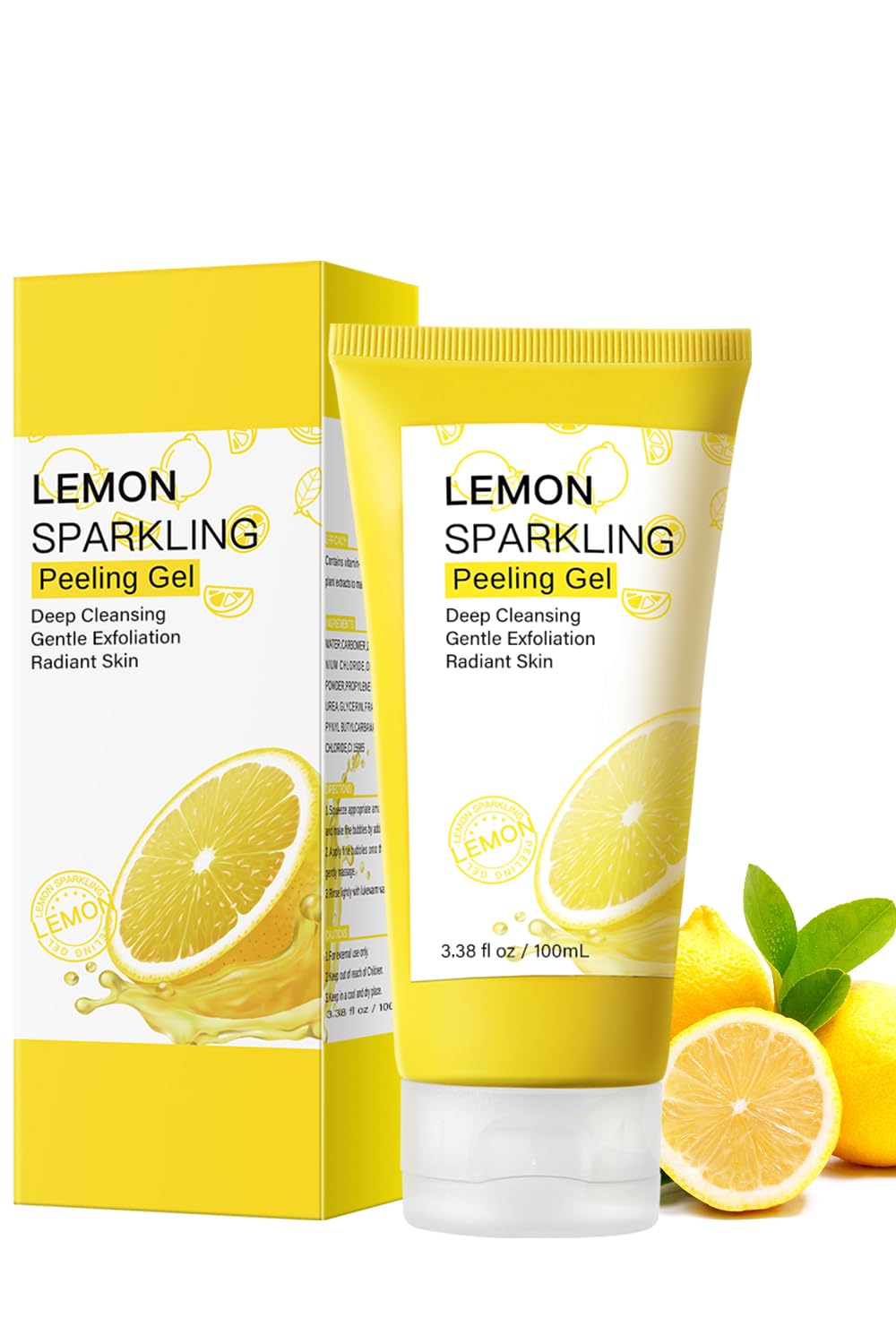 Lemon Sparkling Peeling Gel,Exfoliating Face Scrub Peeling Gel,Deep Cleansing, Exfoliating Face Wash, Soothing,Refreshing, Sebum Clear Pore Care, Dead Skin Cells Remover for All Skin Types