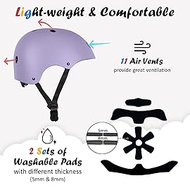 Kids Bike Helmet, Adjustable and Multi-Sport, from Toddler to Youth, 3 Sizes (Pale Lavender)