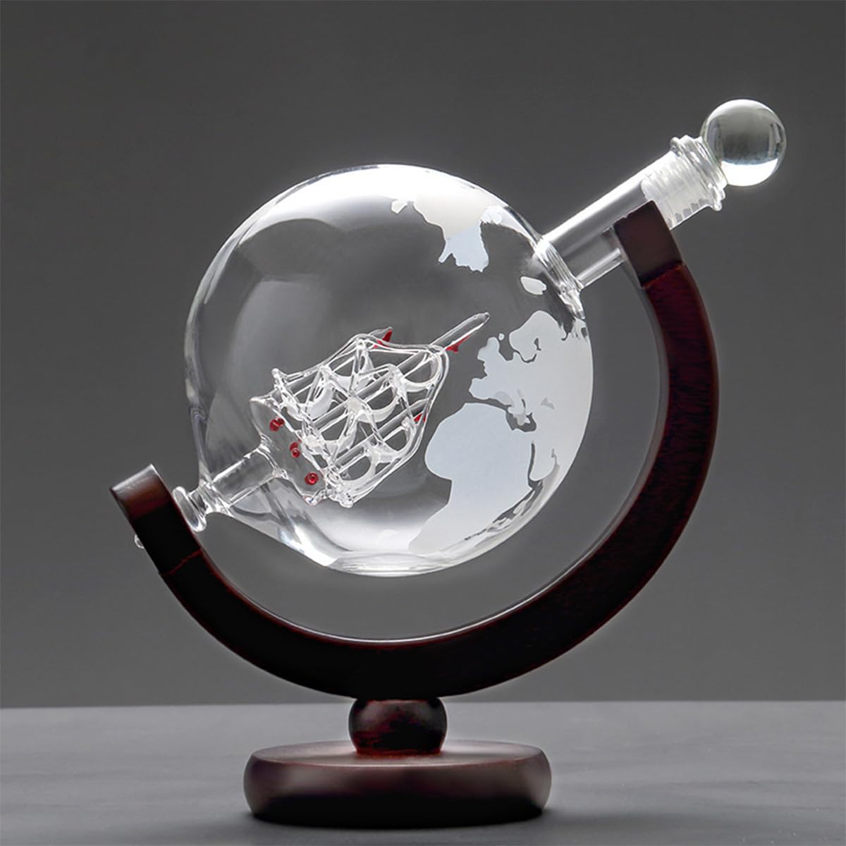 Whisky Globe Decanter con Juego de Vasos, Juego de Jarra de Whisky con 1 Decantador y 2 Vasos, Globe Decanter con Barco para Whisky, Scotch, Vodka Set de Regalo