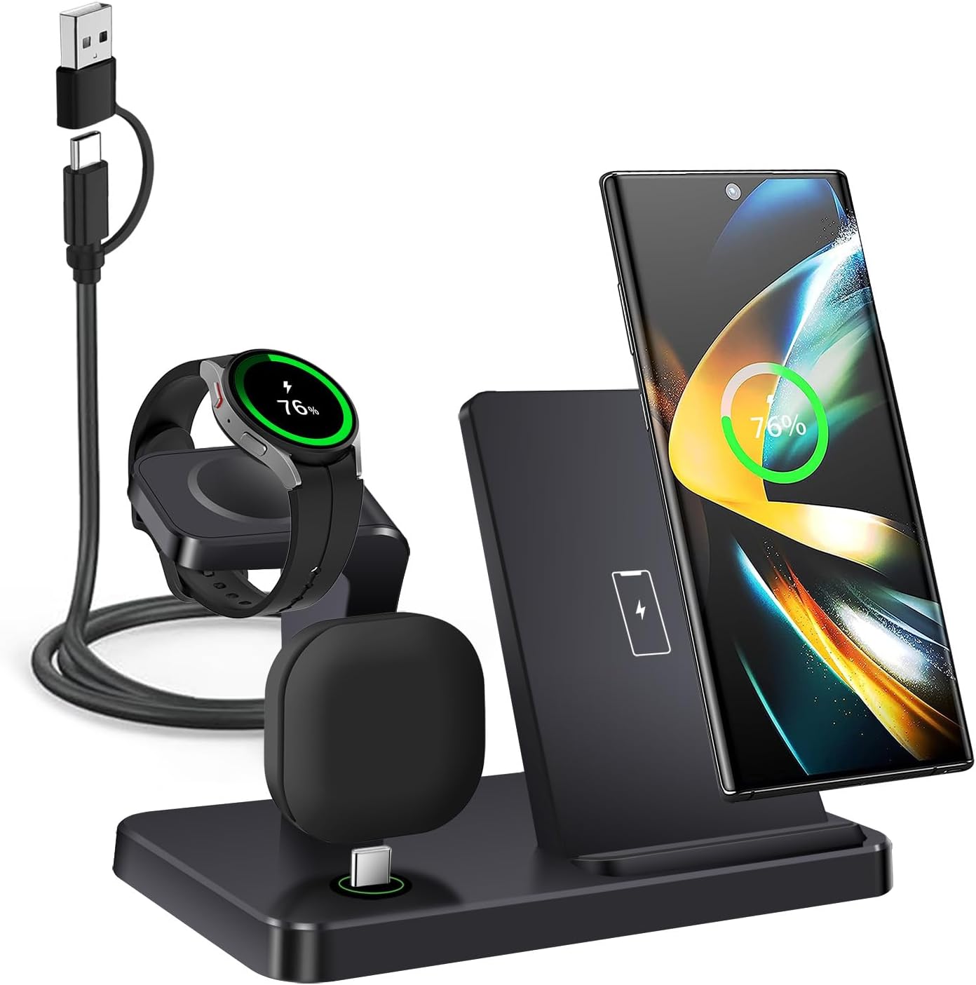 VNBBT Wireless Charger for Samsung,3 in 1 Wireless Charging Station for ...
