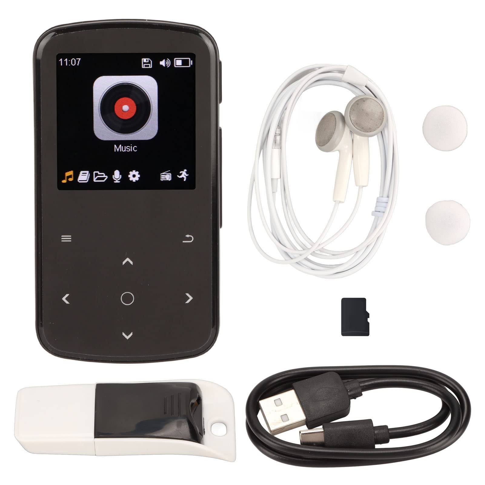 Zunate Mini Reproductor MP3 Bluetooth 32GB |Reproductor de Música Deportivo con Control Táctil de Sonido HiFi con Clip Trasero, Radio FM, Grabadora de Voz, Lectura de Libros Electrónicos, Podómetro