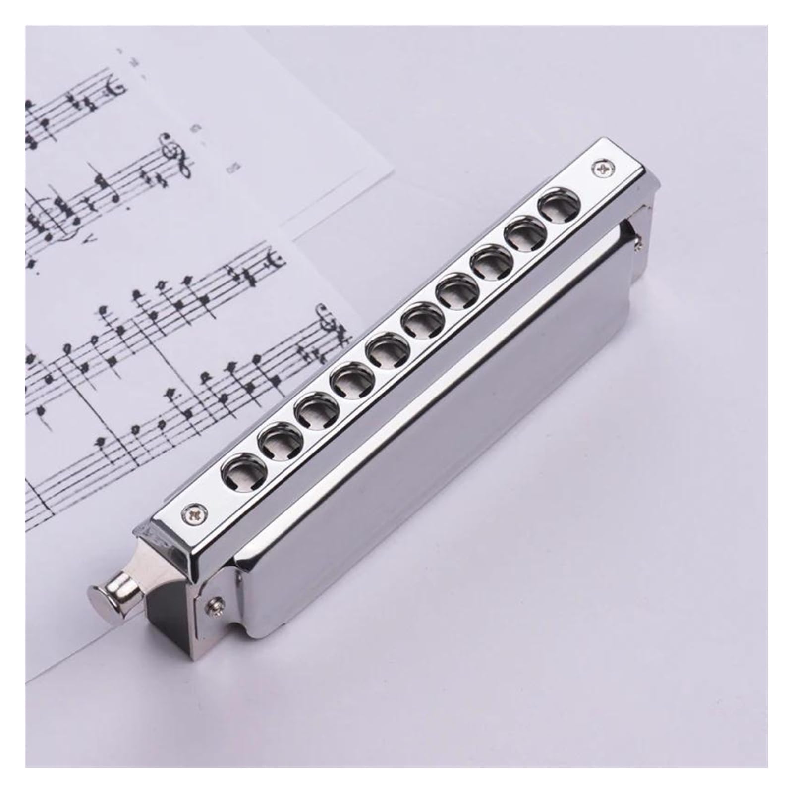 Mundharmonika Chromatische Mundharmonika 10 Löcher 40 Töne Tonart C Silber mit exquisiter Box Mundharmonika