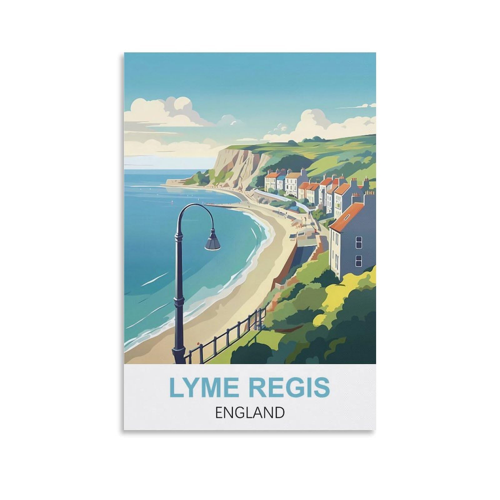 Hnrojico Unframe-Style Lyme Regis England Vintage Travel Posters 08X12inch(20X30cm) Canvas Wall Art Poster Prints