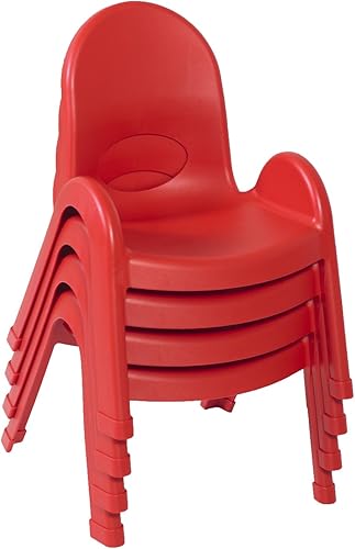 Angeles Juego de 4 sillas apilables de 9 pulgadas (rojo manzana caramelo) (AB7709PR4)