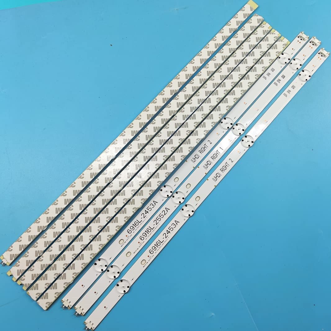 Kit De Bandes LED Pour Rétroéclairage TV LG 49UH656V / 49UH668V / 49UH6500, Etc. - 8 LEDs, Aluminium, Longueurs 486mm Et 495mm - Compatible Avec Plusieurs Références Panneau