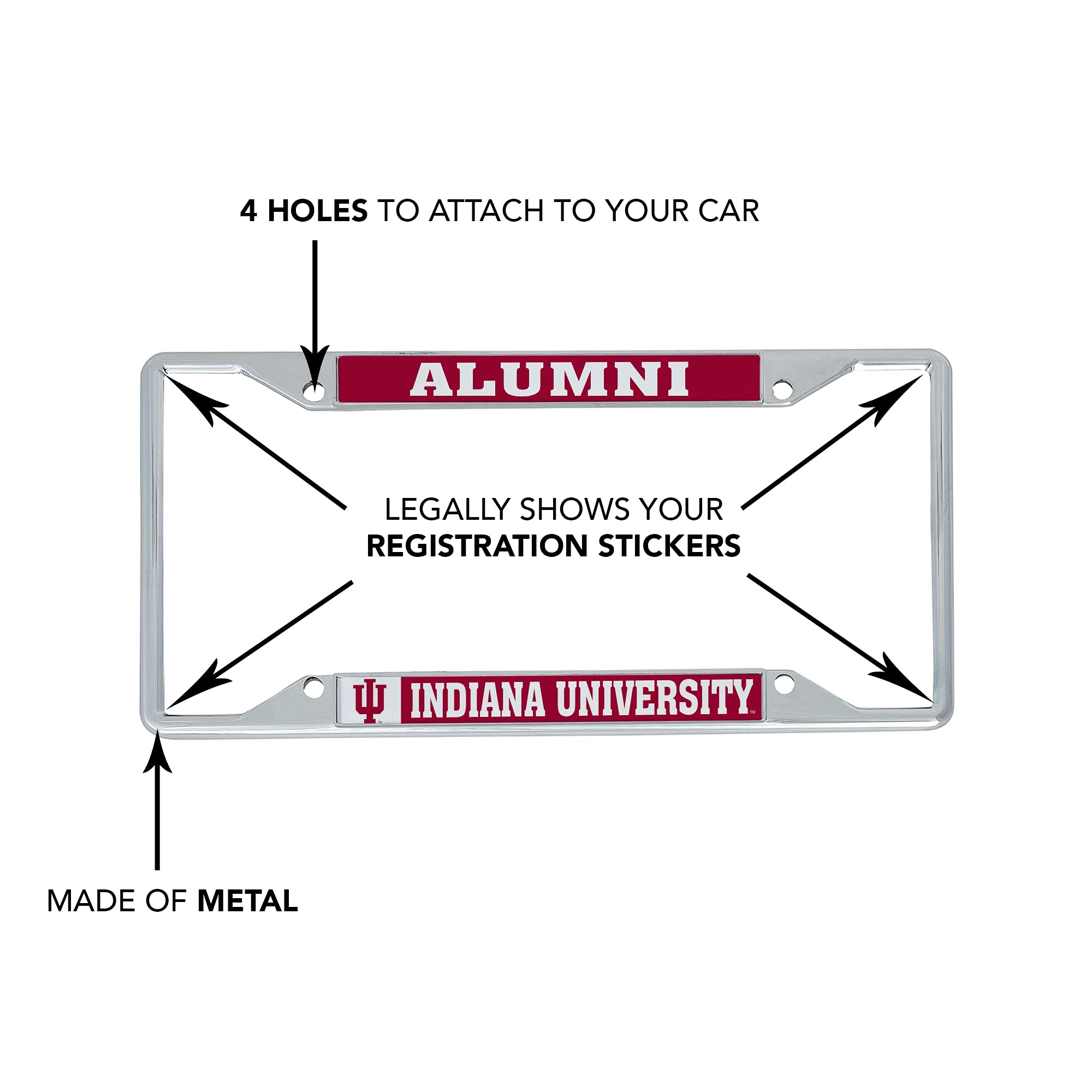 Indiana University Hoosiers Silver Mirrored License Plate - Officially Licensed Car Tag