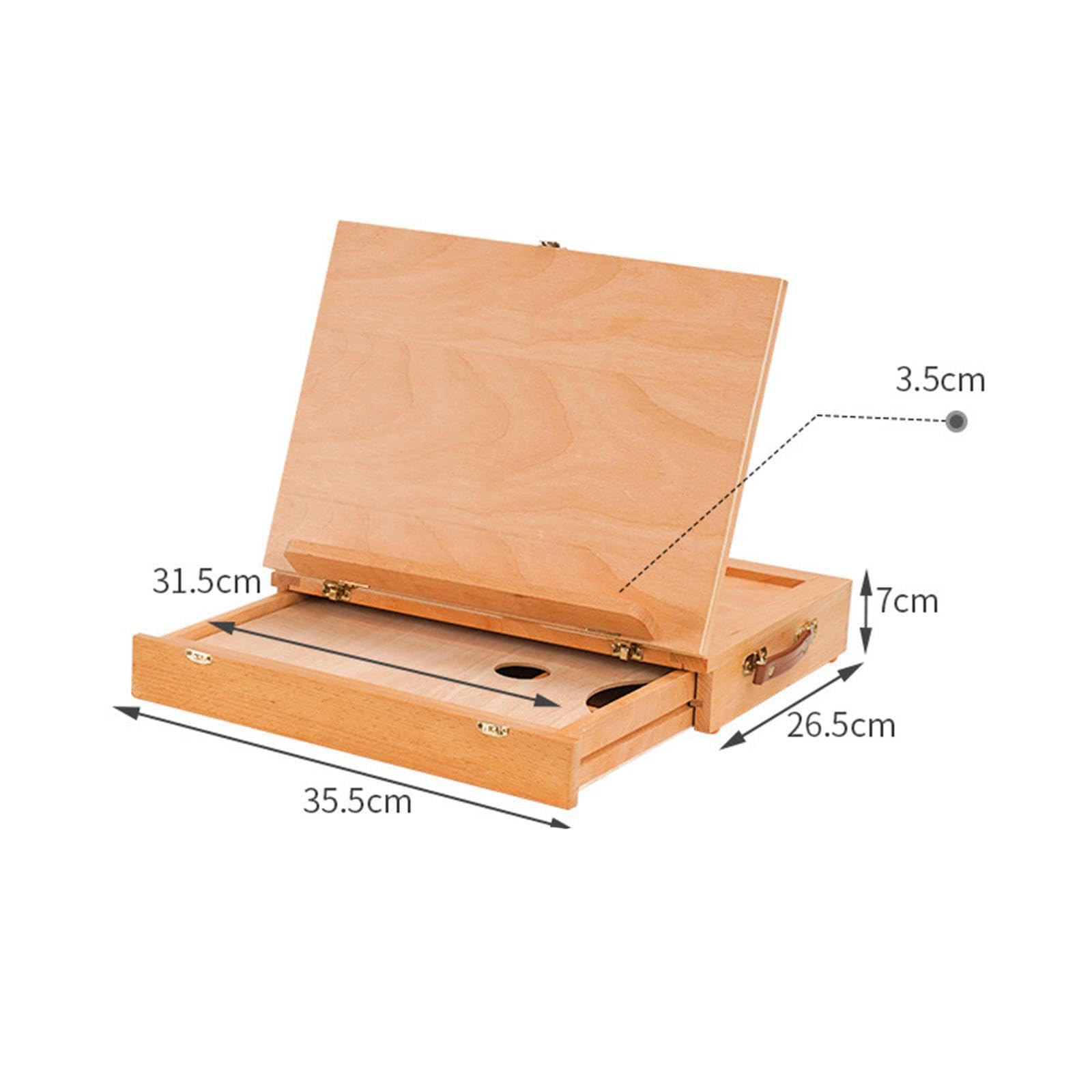 Tragbare Tischstaffelei aus Holz, Zeichenkasten, Organizer für Künstlerbedarf, Skizzenbox, Präsentationsständer, faltbar, Beige, M