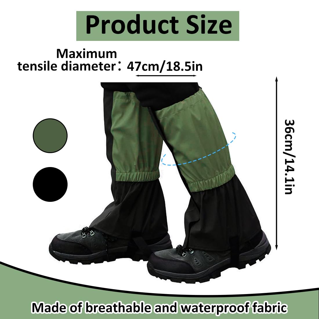 Ghette da Escursionismo, Ghette per Gambe Impermeabili Oxford 600D, Ghette Neve Escursionismo, Ghette per Stivali Resistenti per Arrampicata, per Escursioni all'aperto Sci Arrampicata (Verde)