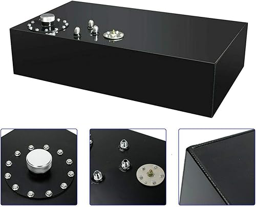 Miniatura 2 de Tanque de gasolina de pila de combustible de alimentación superior de 17 galones, 64L, tira de deriva de calle de carreras de aluminio pulido con