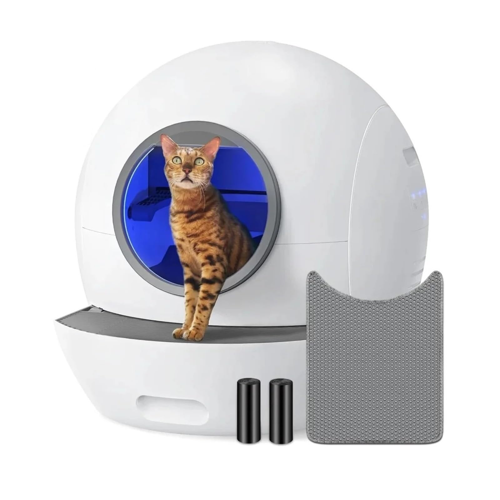 Lettiera Automatica for Gatti da 80 Litri con Promemoria App, for Autopulente Intelligente, Vassoio for Chiuso UV, Prodotti Multifunzionali for Animali Domestici Silenzioso E Pratico