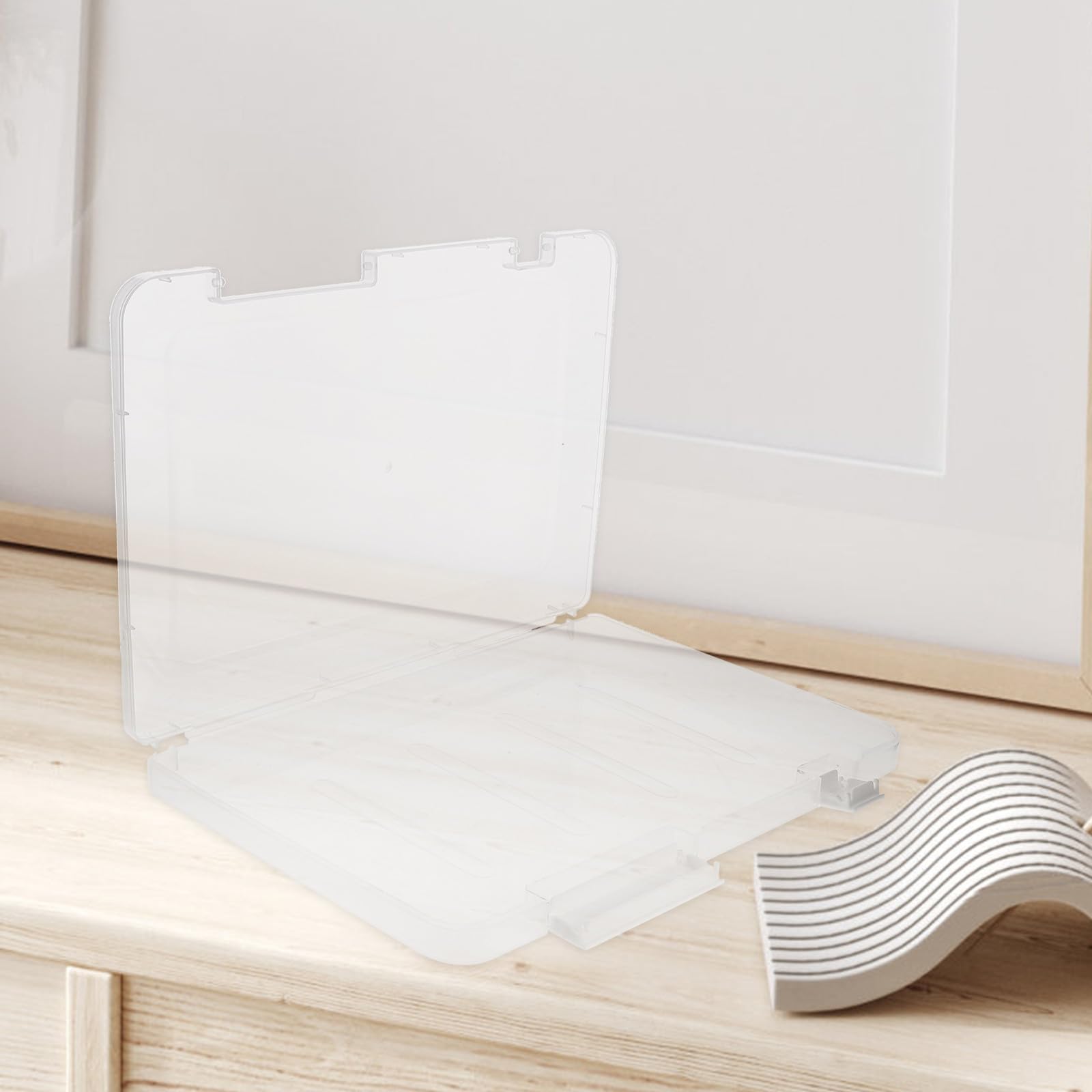 4 Stück Dokumentenboxen A4 aus Stabilem Pp Kunststoff mit Dicht Schließendem Schnappverschluss Transparente Aufbewahrungsboxen für Büro und Zuhause Tragbare Papier Organizer