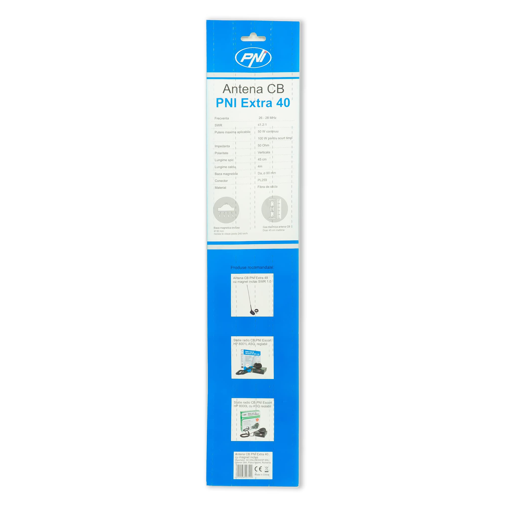 PNI Extra 40"SWR 1.0" uchwyt magnetyczny w zestawie, 45 cm czarny
