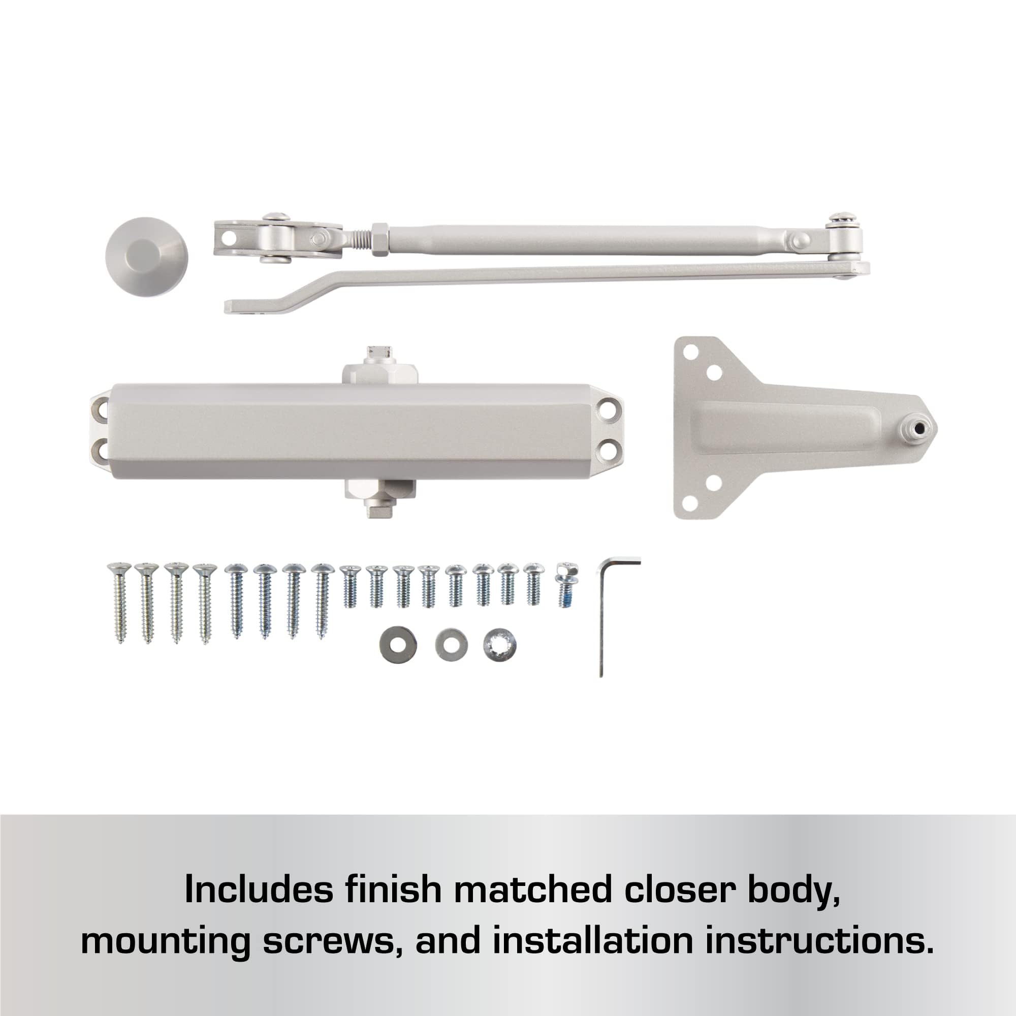 Office Building Door Hardware Brinks Heavy Duty Commercial Door Closer - UL Listed, Adjustable Size 1-5, 180° Opening, Aluminum Finish Adjustable Door Closer