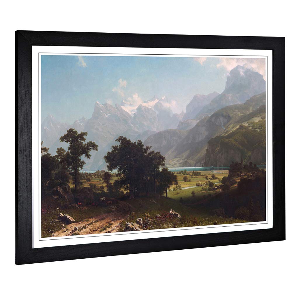 Big Box Art Framed Print of Albert Bierstadt Lake Lucerne Design | Wall Art Picture | Home Decor for Kitchen, Living, Dining Room, Bedroom, Hallway, Office, Black, A2 / 24.5x18 Inch / 62x45cm