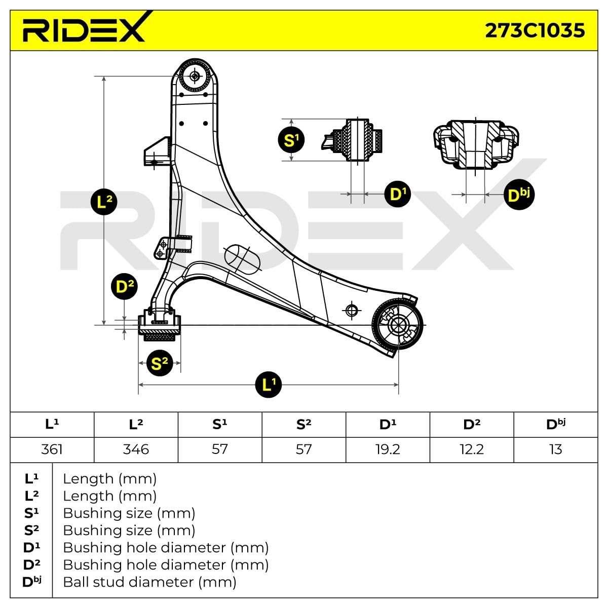 Wahacz Zawieszenia Koła RIDEX 273C1035 przód prawo Kompatybilny z SUBARU IMPREZA sedan GR IMPREZA hatchback GR, GH, G3