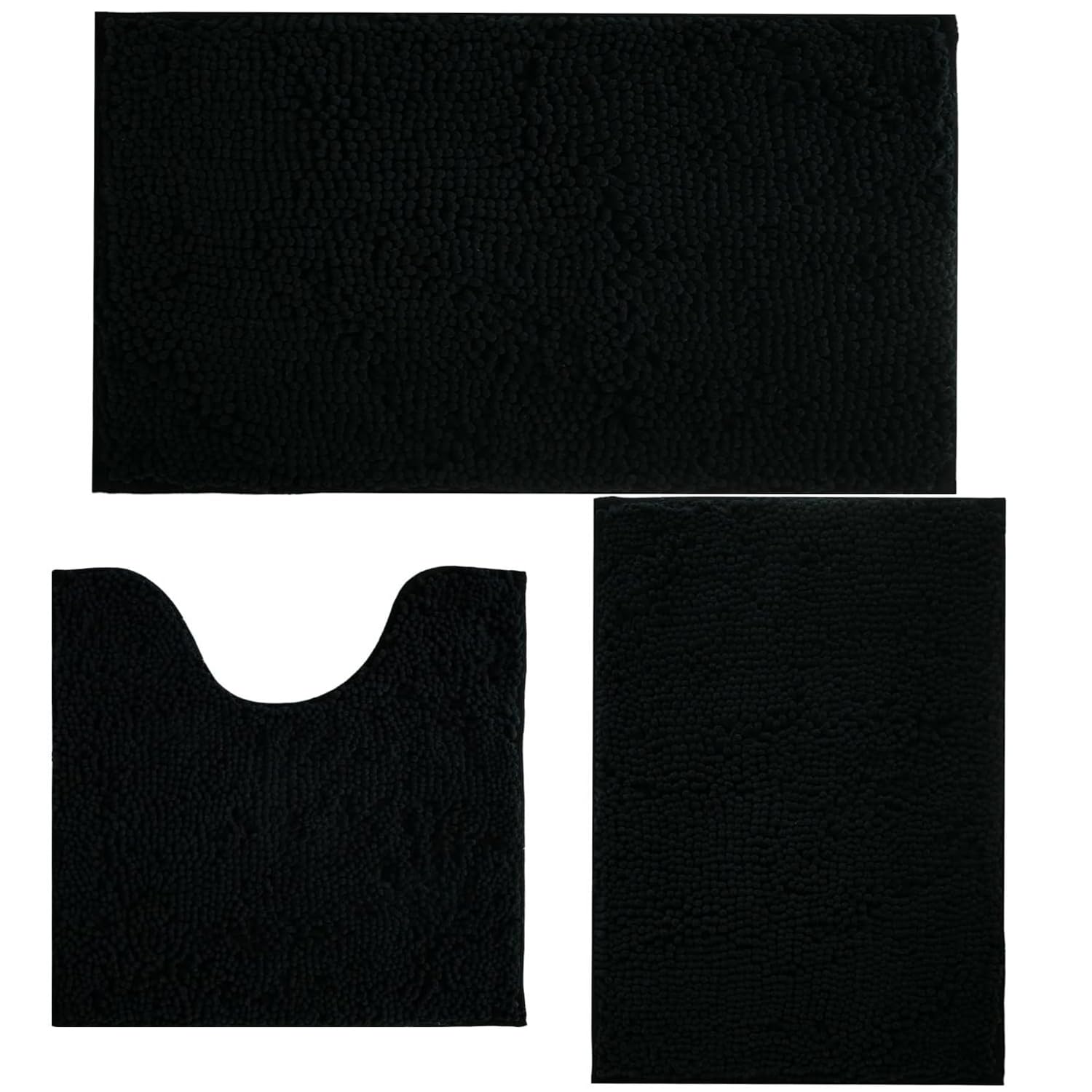 Lot de 3 tapis de salle de bain en chenille, extra épais et absorbants, antidérapants, lavables en machine, séchage rapide, doux et confortable, utilisés sous la douche, baignoire et évier,