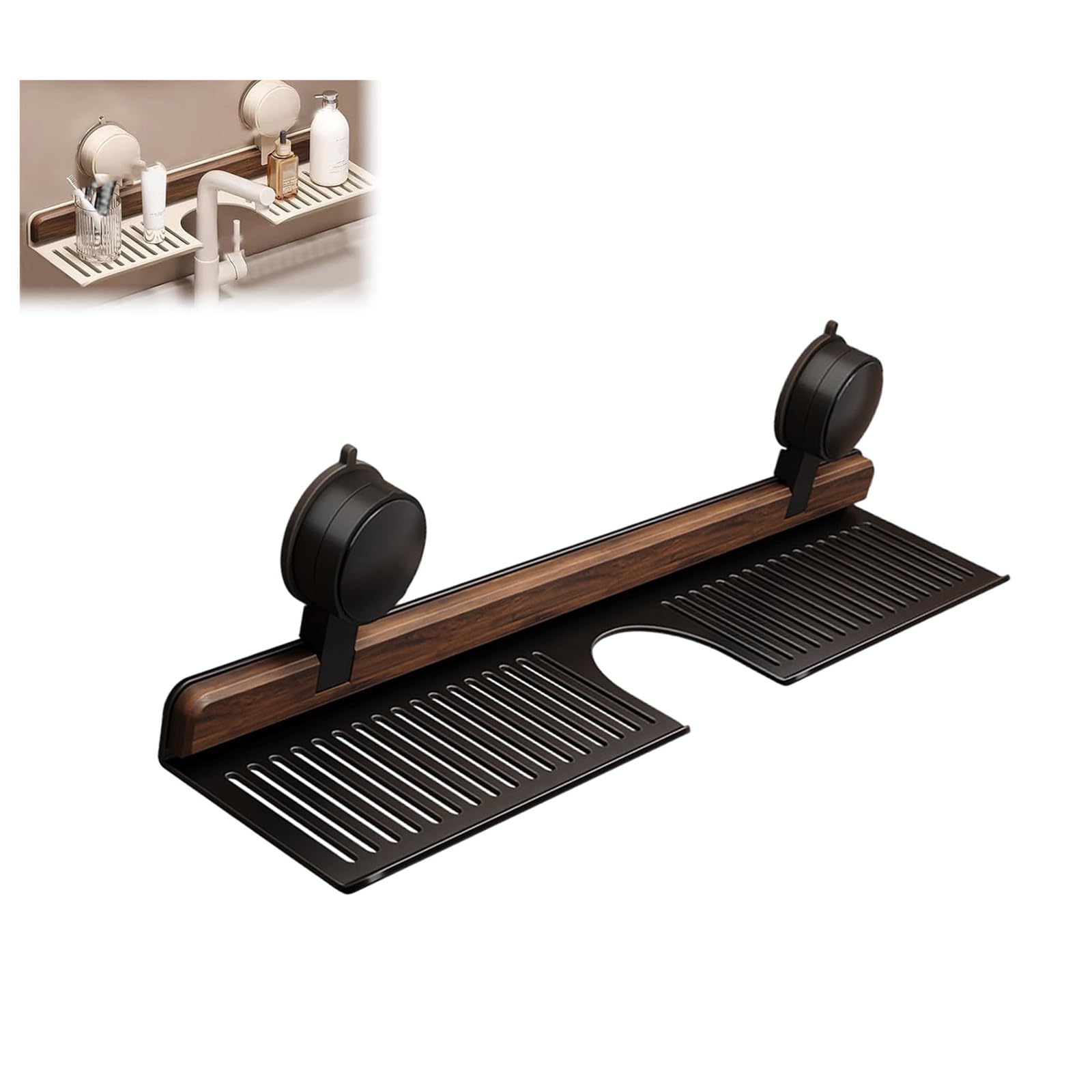 Étagère murale en bois de noyer pour cuisine et salle de bain