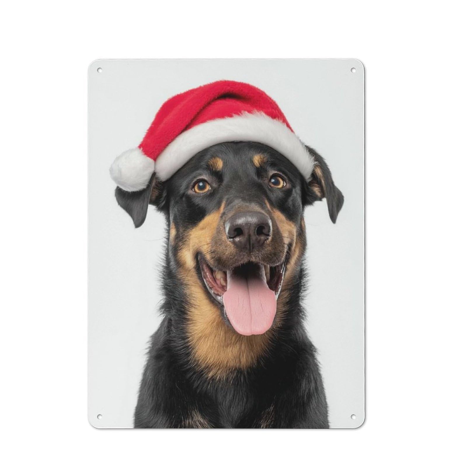 Junmoney Beauceron Dog With Santa Hat Portrait Vintage Printed Metal Sign 40X30cm For Bar Or Restaurant, For Restaurant Interior Fans