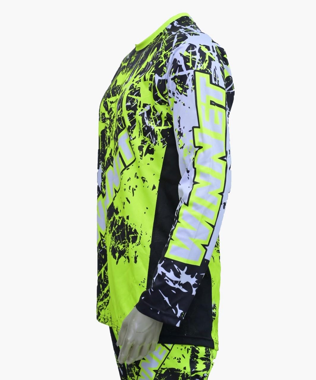 WinNet Completo tuta kit per moto da cross enduro quad maglia e pantalone giallo fluo