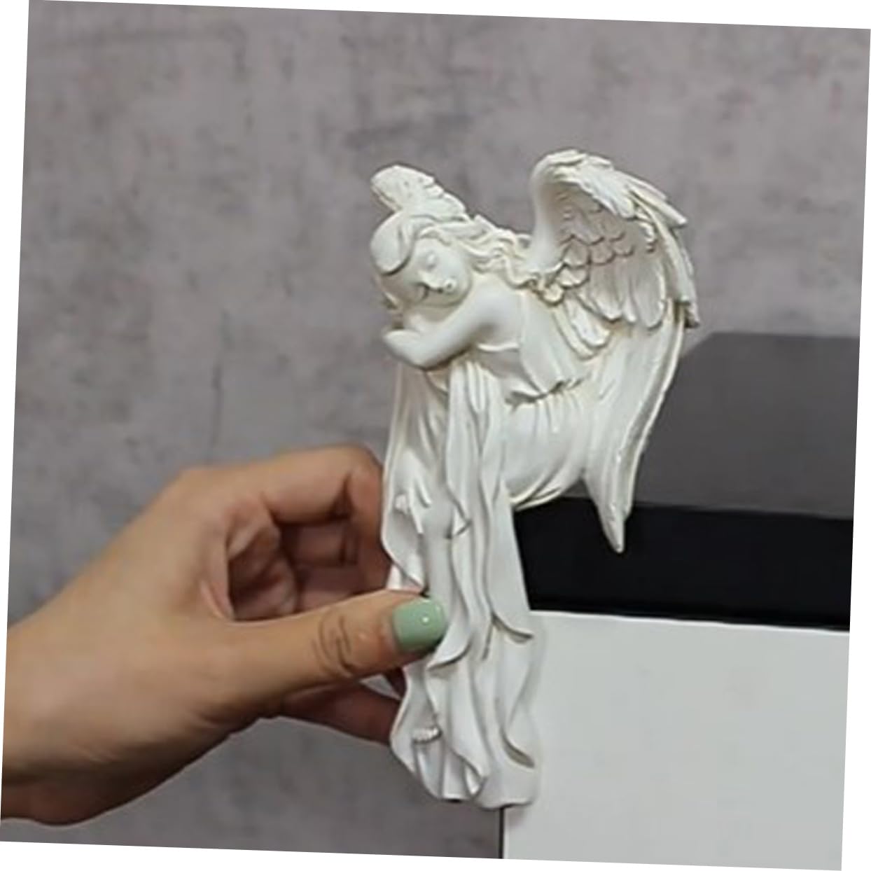 Decorazione Angelo in Resina per Cornice Porta Bianca 2 Pezzi Ornamento Classico per Finestre e Porte Casa Natale