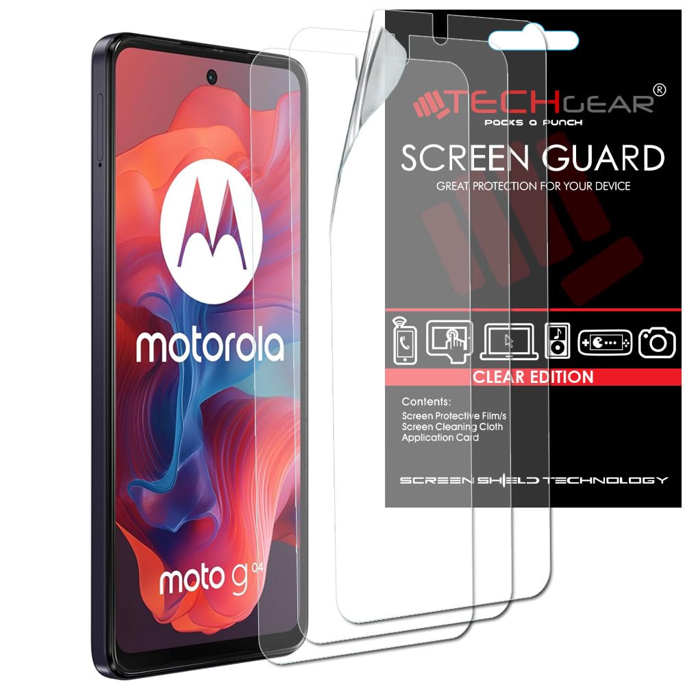 TECHGEAR [3 Pack] Screen Protectors Compatible for Motorola Moto G04, Moto E14, Moto G24 & Moto G04s, CLEAR LCD Screen Protectors Cover Guards