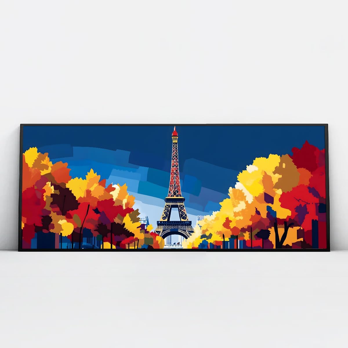 抽象的なカラフルな秋の風景エッフェル塔キャンバスウォールアート