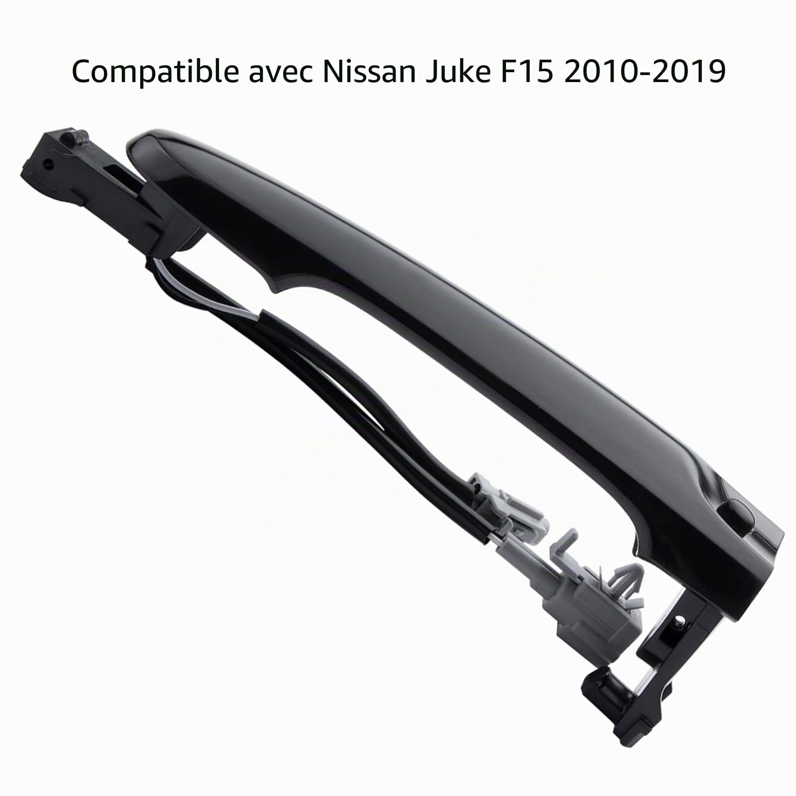 Poignée de porte avant droite côté conducteur compatible avec Nissan Juke F15 2010-2019, 80644-1FA5A, 80644-3WC2A (Noir)