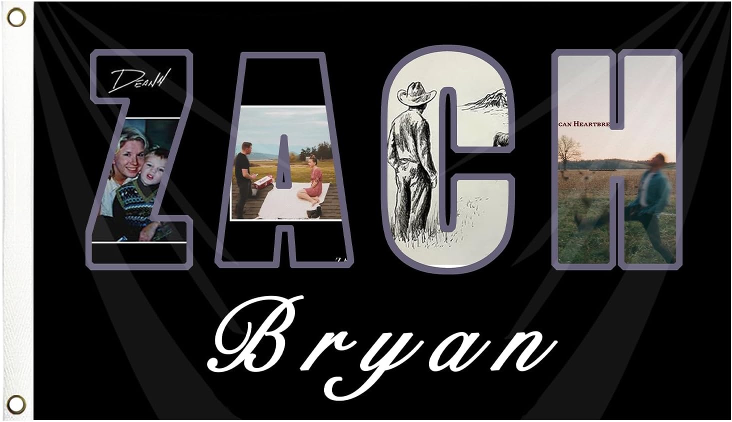Zach Flag, 3X5 Ft Self-Titled Zach Tapestry, Country Music Inspirational Zach Poster with 4 Brass Grommets, Zach Room Decor for Dorm Wall Party