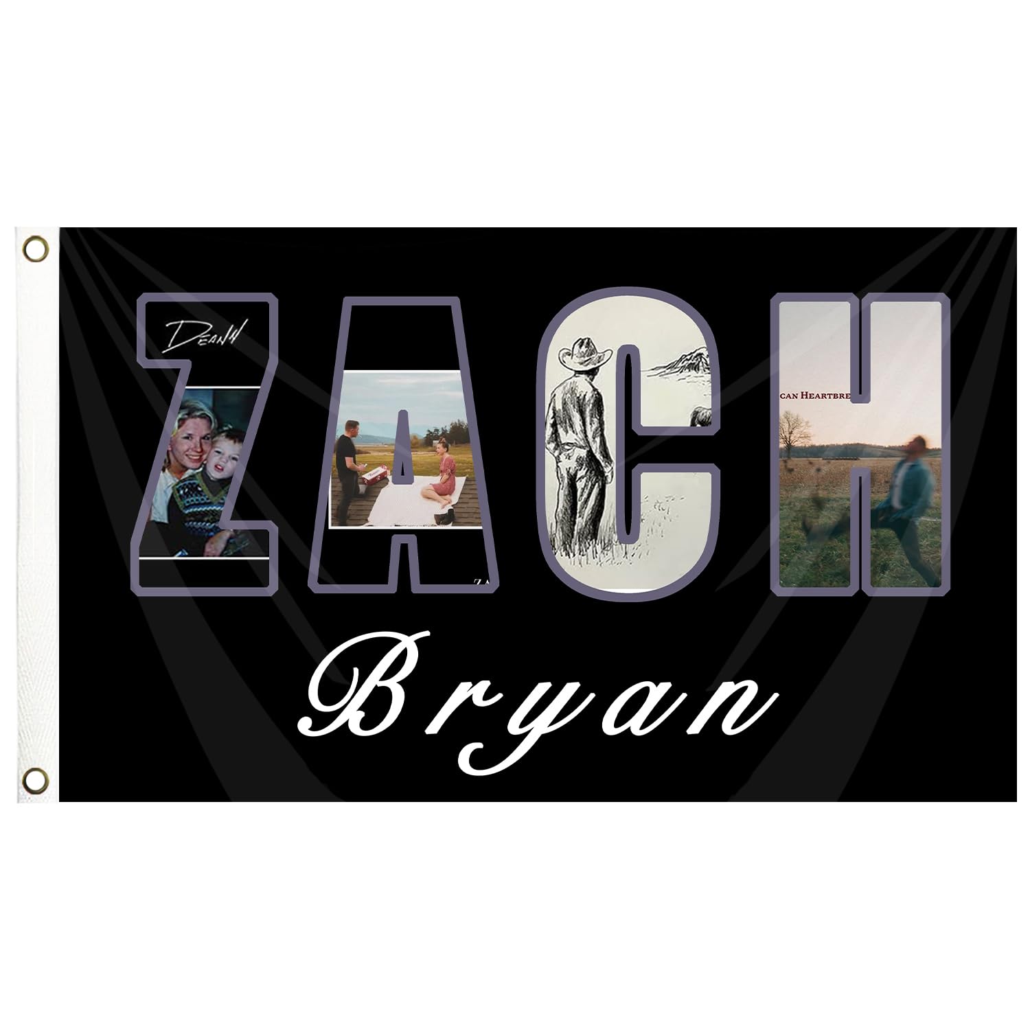 Zach Flag, 3X5 Ft Self-Titled Zach Tapestry, Country Music Inspirational Zach Poster with 4 Brass Grommets, Zach Room Decor for Dorm Wall Party