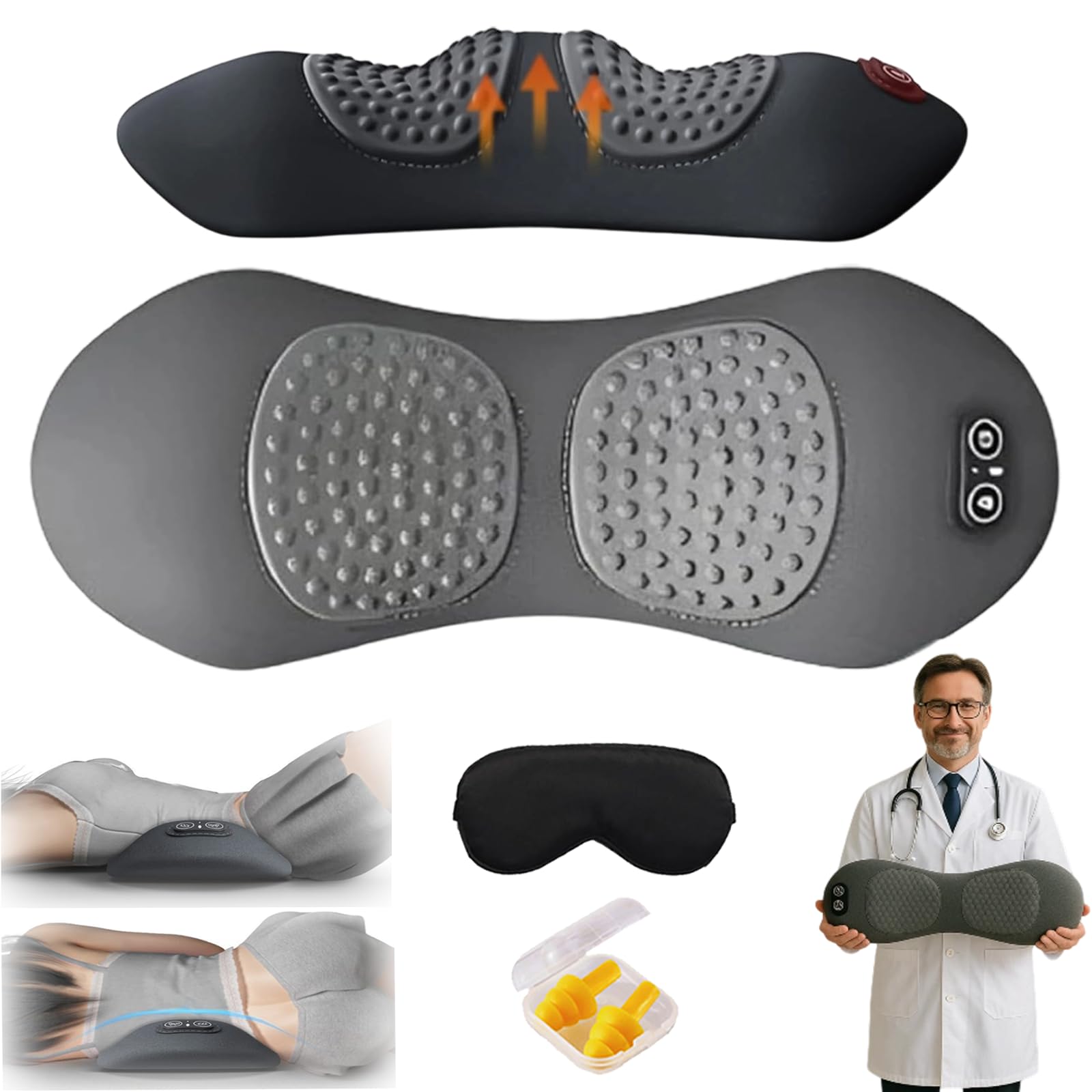 Theraback 3 en 1 terapia trasera, Theraback Masajeador de vibración de tejido profundo, masaje portátil de triple fusión casera para cintura, cuello y hombro (Gray)