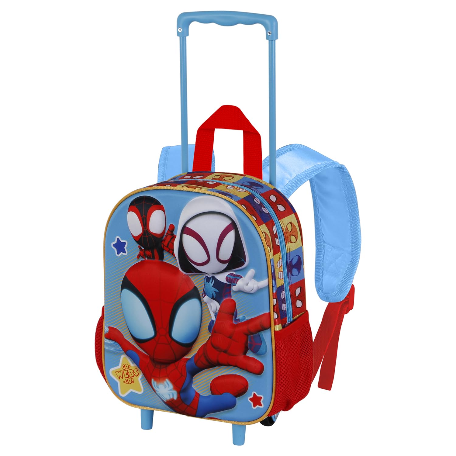 Marvel Spiderman-Mochila 3D con Ruedas Pequeña, 26 x 34 cm, Capacidad 12.5 L, Azul Three
