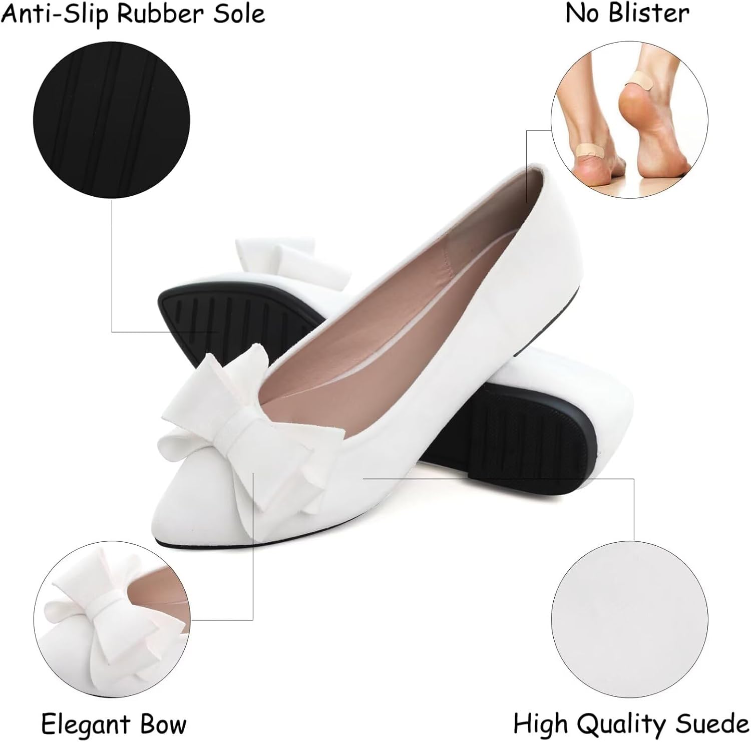 SAILING LU Womens Bowknot Ballet Flats Pointy Toe Casual Flat Shoes Suede Dressy Wear to Work Slip-Ons Moccasins - Image 3