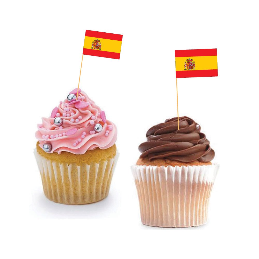 Spanish Cupcake Flags - Spain/Baking/Decoration/Decorative Cake Toppers (12)