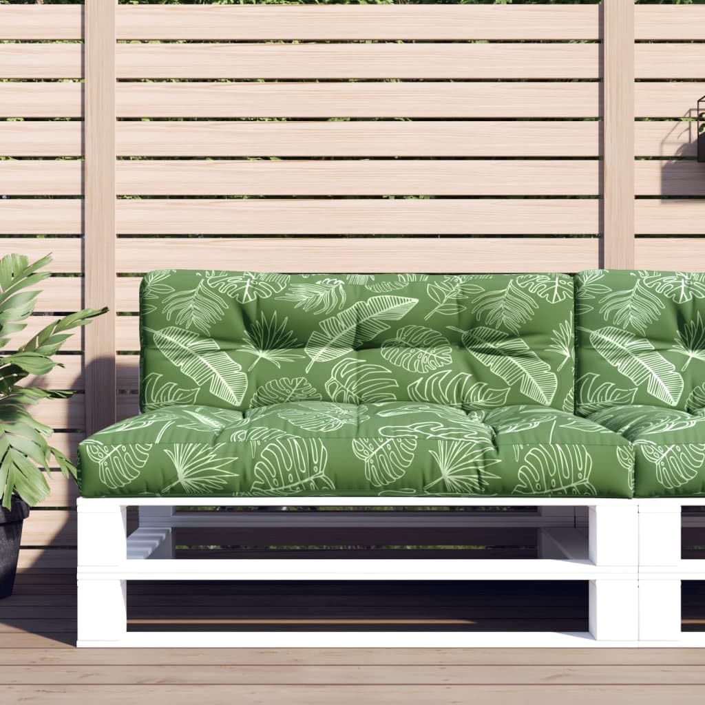 Cuscino per pallet, 2 pezzi, con motivo a foglie, cuscino impermeabile per seduta e schienale in poliestere, 120 x 80 x 12 cm, ideale per giardino, balcone, terrazza, comfort esterno e interno