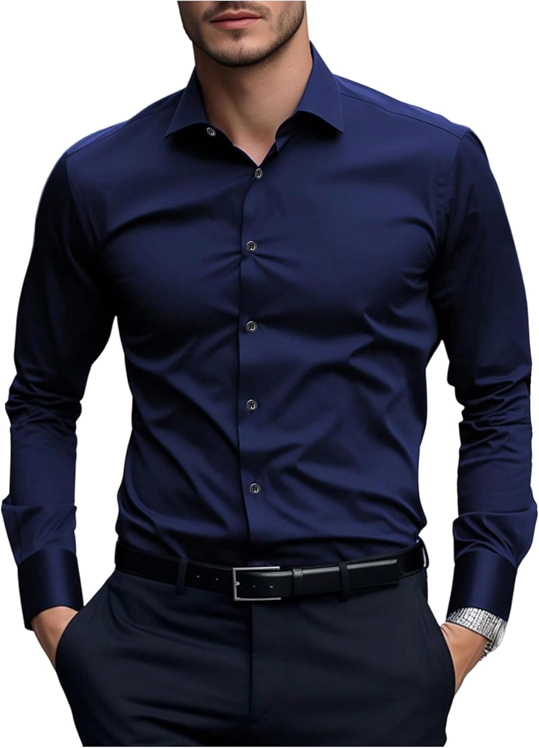 SOLY HUX Men's Dress Shirts Long Sleeve Button Down Business Casual Formal Shirt Tops