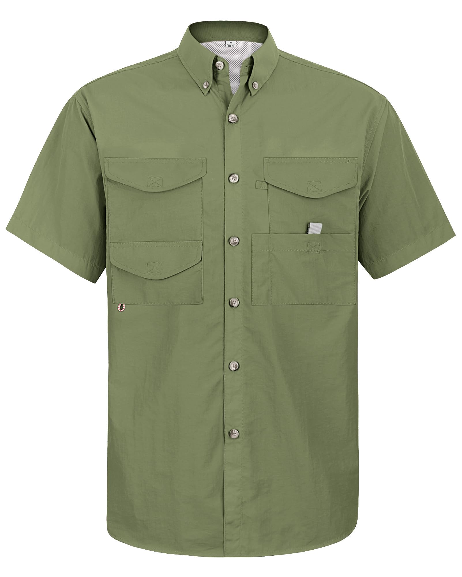 Alimens &amp; Gentle Short Sleeve Fishing Shirt Wicking Fabric Sun Protection Casual Button Down Shirts