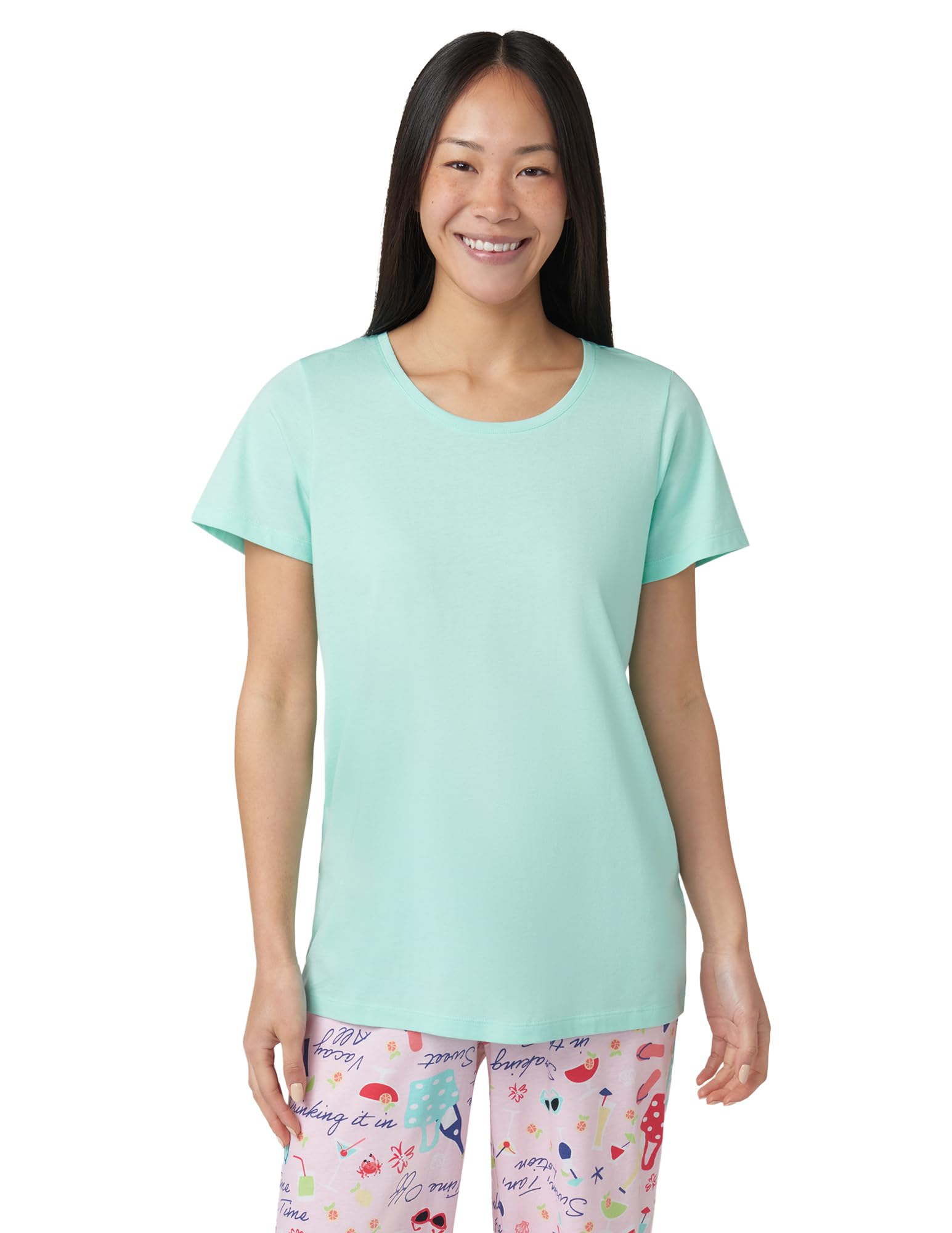 HUE Women's Summer Vacation Pajama Separates, Soft, Whimsical Print Pjs with Tropical Beach Themes, Flip Flops, Cocktails
