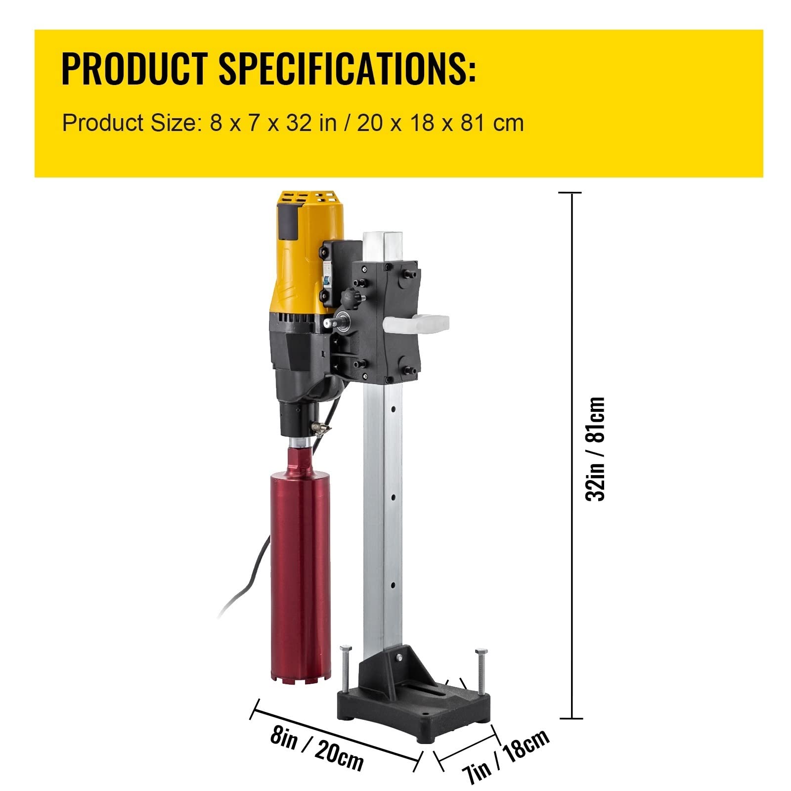 255mm pionowa wiertnica diamentowa stojak 4450W Heavy Duty ławka inżynierska mokry suchy beton marmurowa wiertarka